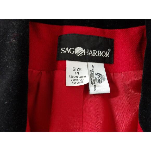 Sag Harbor Sz 14 Red Blazer Pure Wool Velvet Collar Vintage Festive Holiday 90s - Picture 7 of 13